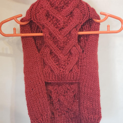 犬服♪赤いハートケーブル模様の手編みセーター(ssサイズ) 2枚目の画像