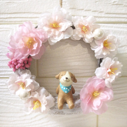 〔13〕布リース さくらリース うさぎ (ピンク・ベージュ) 13〕布リース さくらリース うさぎ (ピンク・ベージュ) 【公式通販】