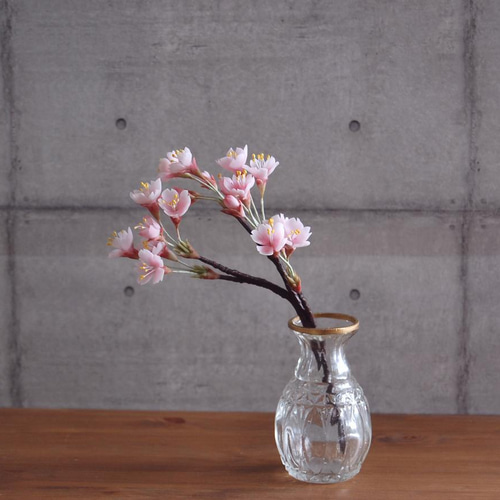 ◇粘土のお花◇ 桜 一輪挿し オルリム・シングルベース S641 ◇粘土のお花◇ 桜 一輪挿し オルリム・シングルベース S641