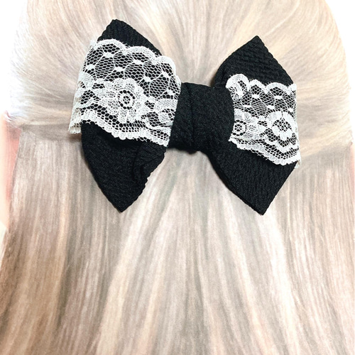黒リボンと白レースのヘアゴム2個set ヘアゴム epika 通販 13335513