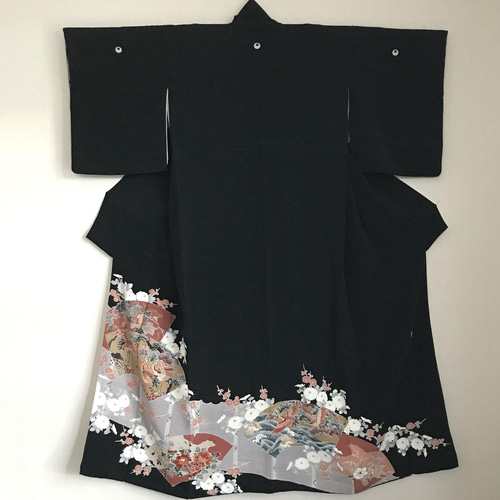 アオザイ 風 スリット ワンピース ドレス 【 着物リメイク 】 黒 アオザイ 風 スリット ワンピース ドレス 【 着物リメイク 】 黒