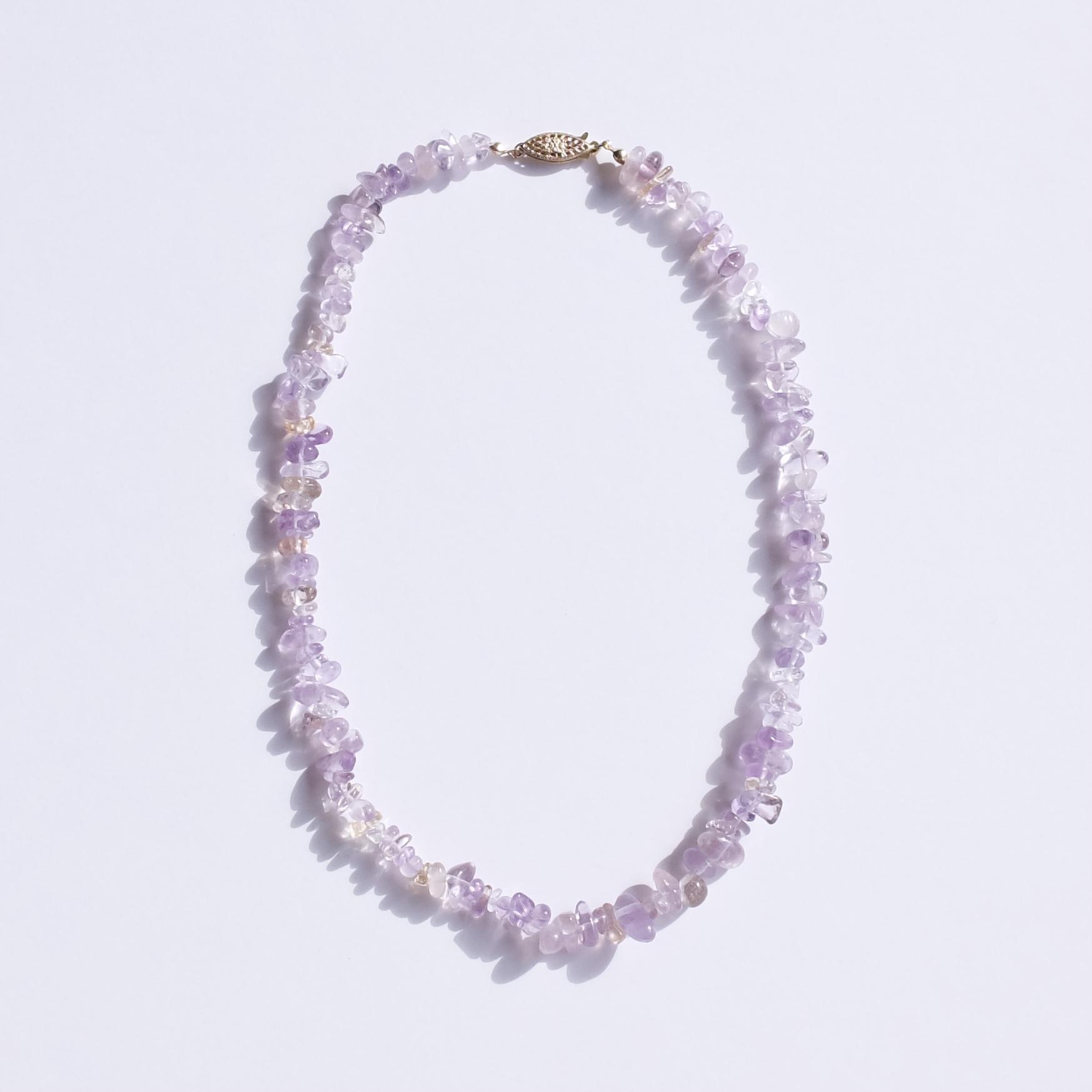 LOVE 14kgf ピンクアメジスト×シトリンのミニタンブルネックレス