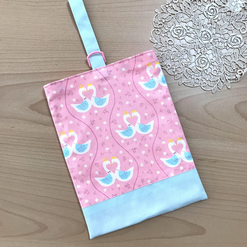 スワン柄レッスンバッグ&上履き入れセット シューズバッグ 入園入学 新 