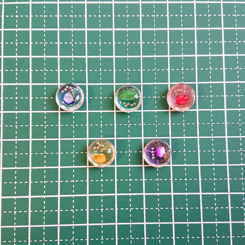 カラージェルとレジンのカボション☆5ペア(計10個) カラフル b-15 