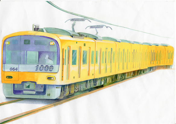 水彩原画＊京急＊幸せの黄色い電車 1枚目の画像