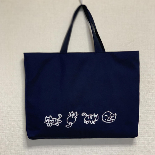 送料無料》入園入学にも！レッスンバック 猫刺繍 その他バッグ