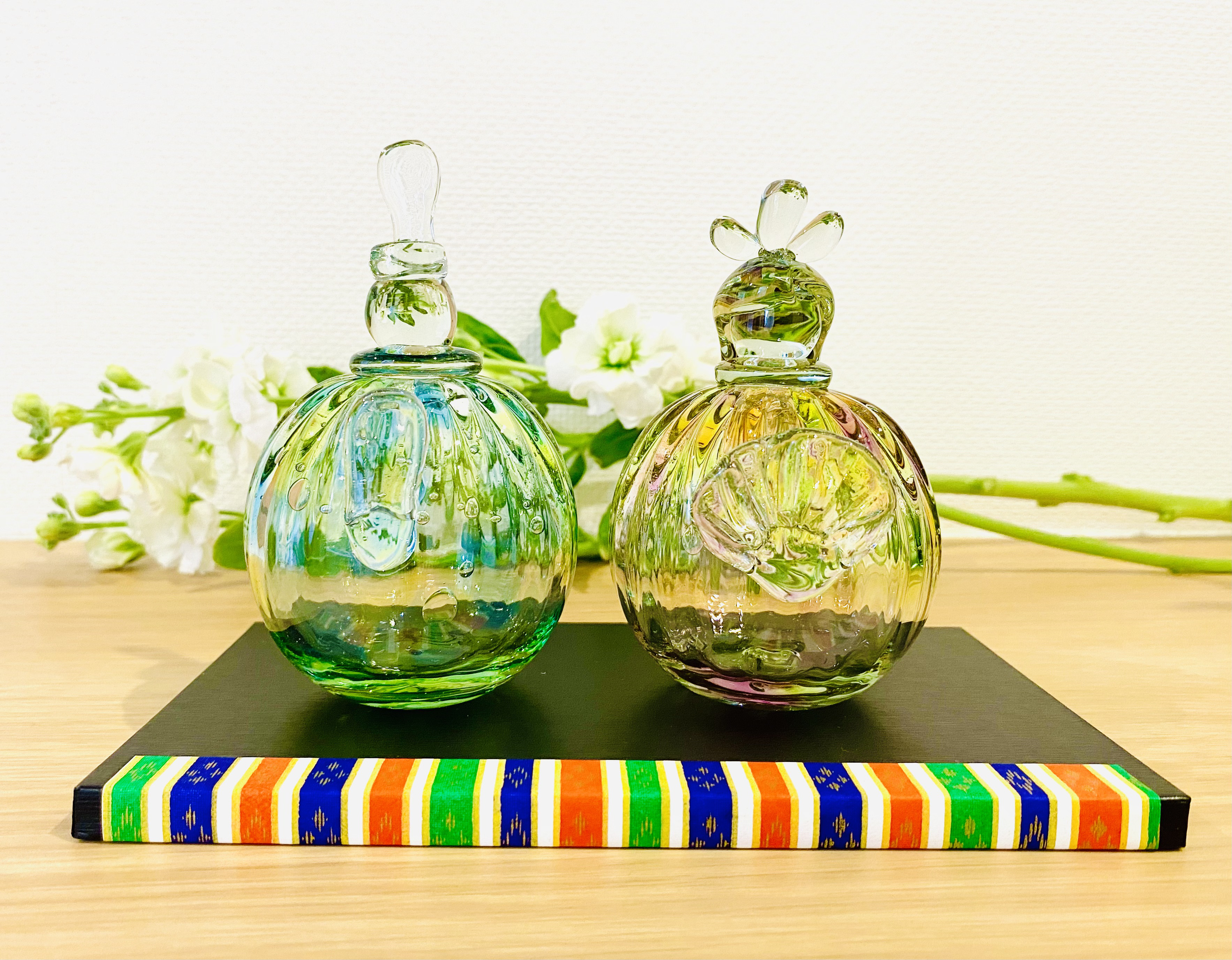 ✴︎ぷっくり吹きガラスのお雛様✴︎釈&扇あり