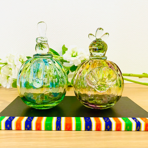 ✴︎ぷっくり吹きガラスのお雛様✴︎釈&扇あり その他置物 jewegla