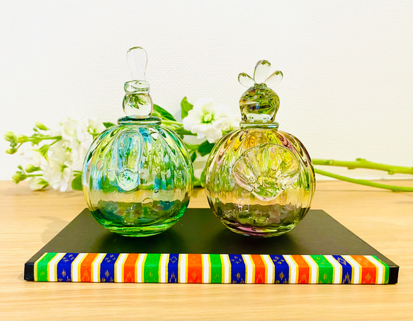 ✴︎ぷっくり吹きガラスのお雛様✴︎釈&扇あり その他置物 jewegla