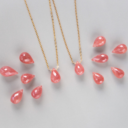 インカローズ（ロードクロサイト）のドロップネックレス（14KGF