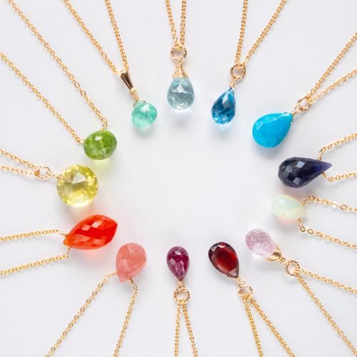 インカローズ（ロードクロサイト）のドロップネックレス（14KGF