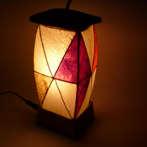 和紙と陶器の灯り・角型和風灯り