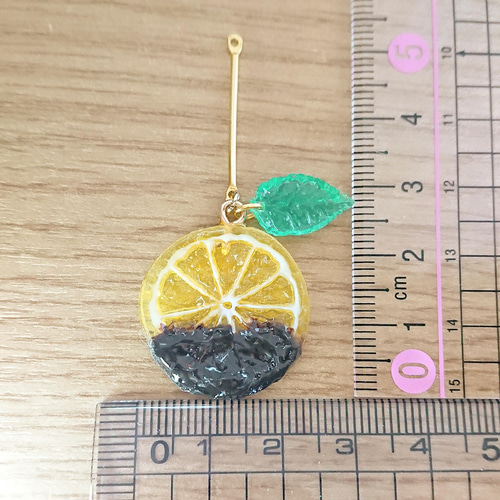 輪切りレモンの耳飾り～チョコレートがけ～ ピアス・イヤリング （UV