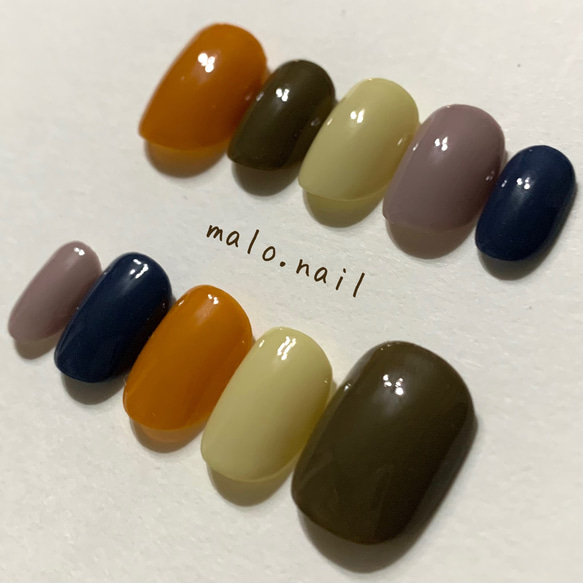 ワンカラーネイル/5色ネイル/秋ネイル/カジュアルネイル ネイルチップ