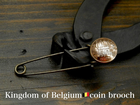 ＃B69　Kingdom of Belgium Coin Brooch 2枚目の画像