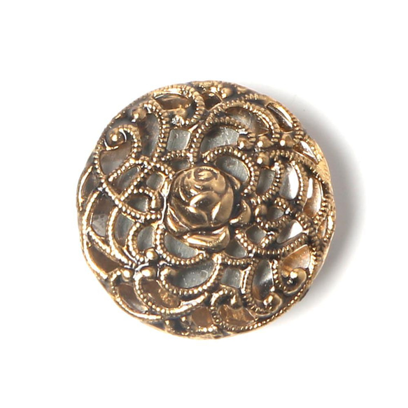 フィリグリー・メタル ボタン 1.8cm オールド・ゴールド バーボフカ限定 1枚目の画像