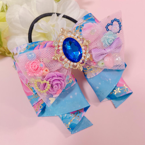 リボン♡カノンリボン～long～♡花柄ピンク♡ハンドメイド