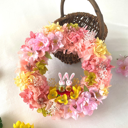 新作】お雛様リース＊春のパステルカラー＊プリザーブドフラワーリース