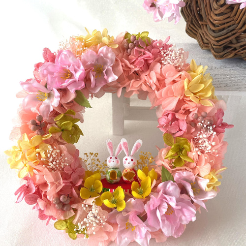 新作】お雛様リース＊春のパステルカラー＊プリザーブドフラワーリース
