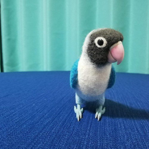 即決・ボタンインコ（ブルー）【#羊毛フェルト #インコ