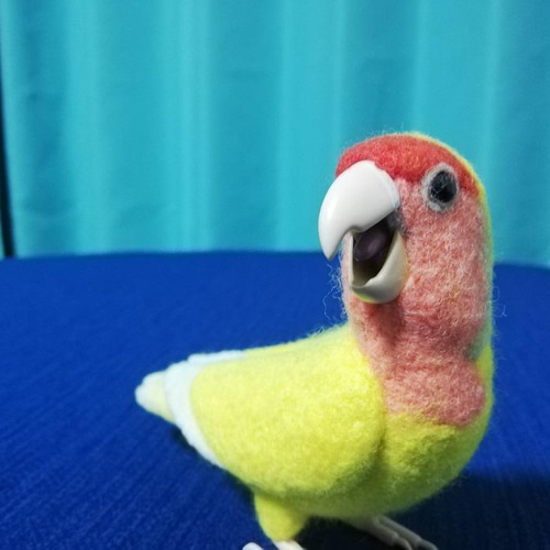 羊毛フェルト コザクラインコ ゴールデンチェリー 羊毛フェルト とり