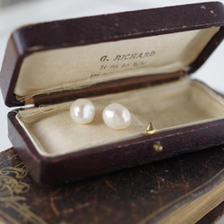 單顆淡水珍珠簡約耳環14kgf 第3張的照片