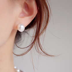 單顆淡水珍珠簡約耳環14kgf 第1張的照片