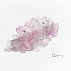 《Mami.t》  本物の紫陽花バレッタ　ライラック 2枚目の画像