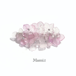 《Mami.t》  本物の紫陽花バレッタ　ライラック 3枚目の画像