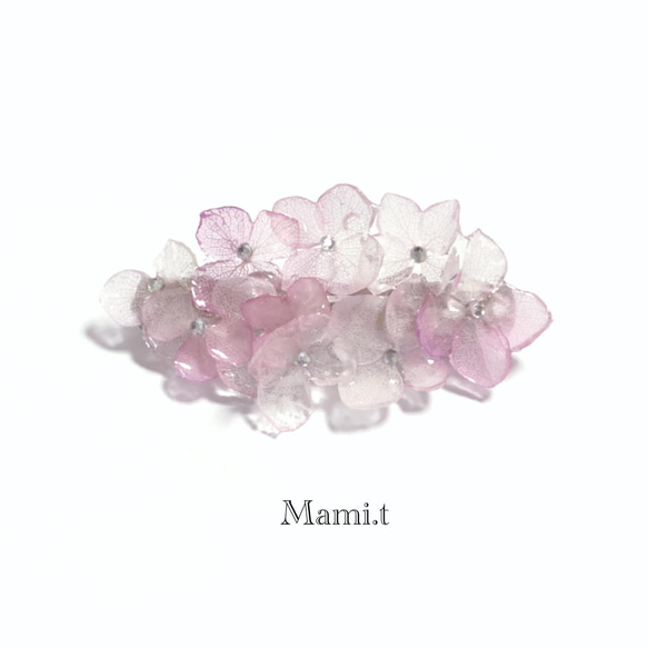 《Mami.t》  本物の紫陽花バレッタ　ライラック 3枚目の画像