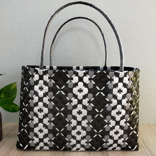 自家保管 トートバッグ 　かごバッグ ブラック　30ｃｍ imgrc0090165768.jpg