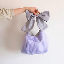 【受注生産】〈3way〉  ribbon tote bag （パープル） 3枚目の画像