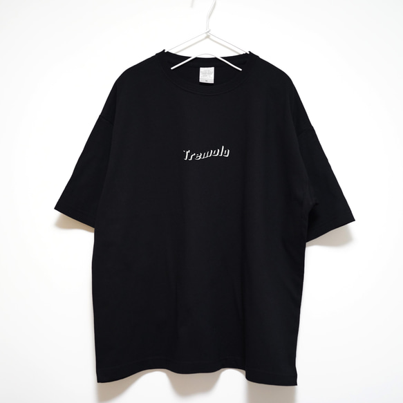 エフェクター トレモロをデザインした刺繍ビックシルエットTシャツ  【ブラック】程よい厚さ生地の半袖クルーネック 2枚目の画像