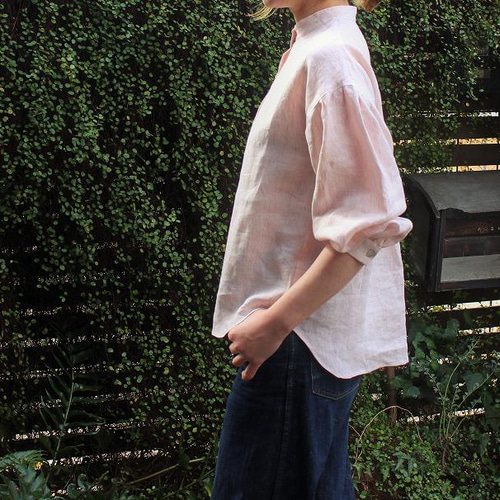 さわやか細ピンクストライプリネンシャツ シャツ by500 通販 13338171