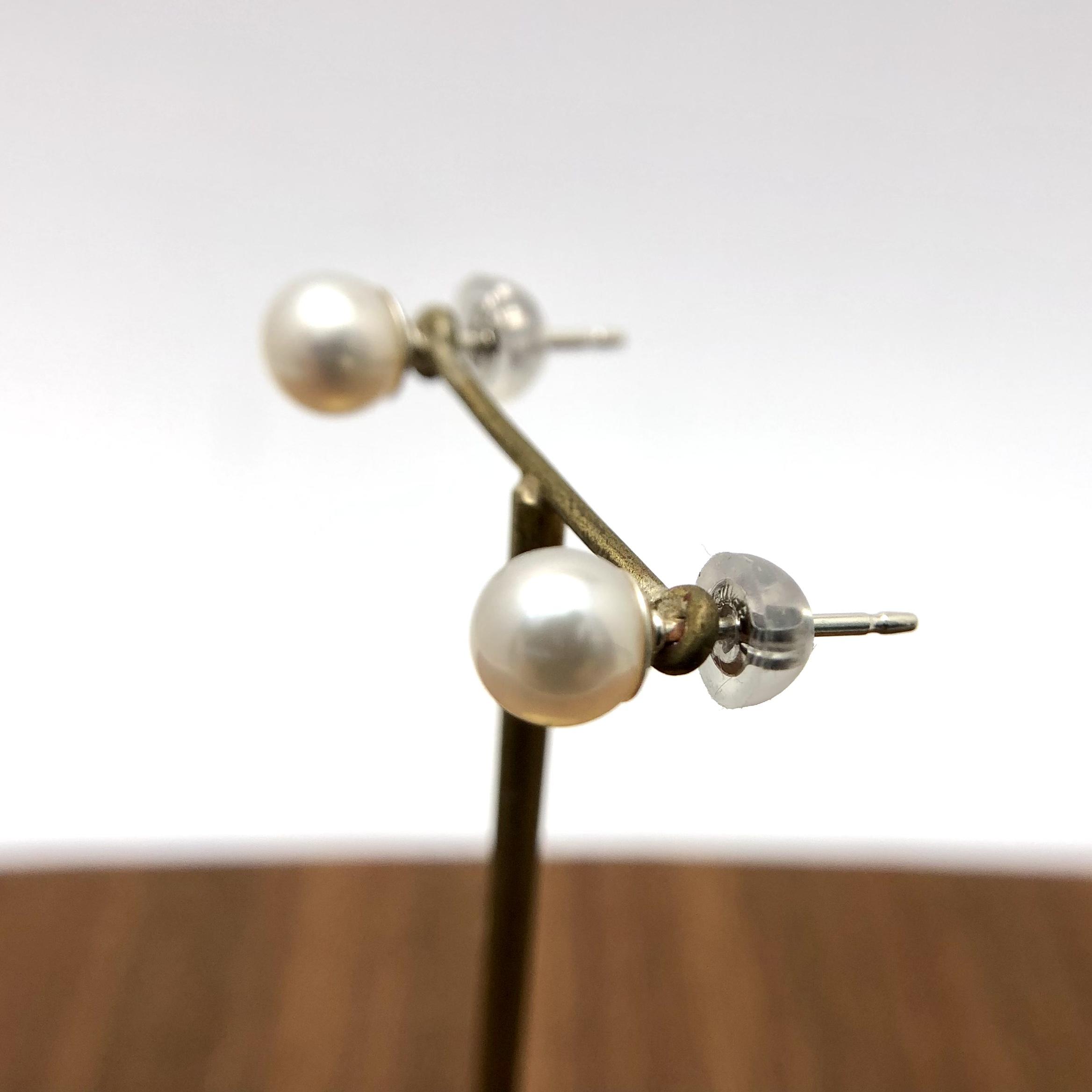 アコヤパールピアス・丸 No.1/perl pierce/パール5mm・シルバー/アコヤパール・ラウンド