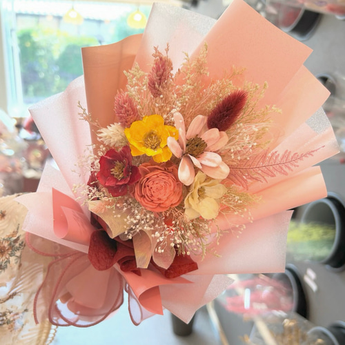 大人可愛いピンク プリザーブドフラワーの花束 bouquet 大人可愛いピンク プリザーブドフラワーの花束 bouquet