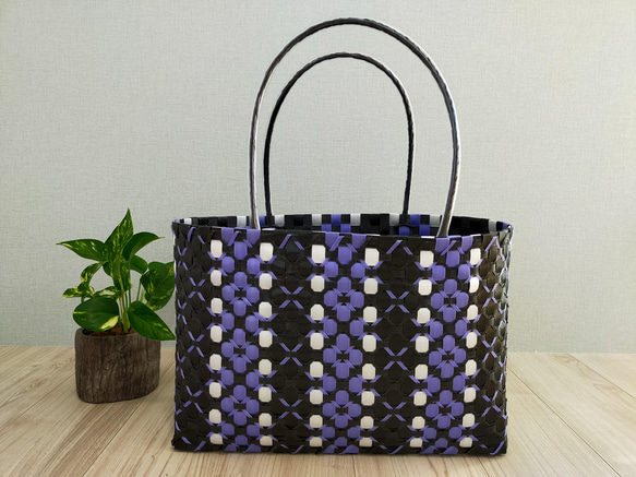 特大サイズ PPバンド バッグ プラ カゴ トートバック かごバッグ T_Rev