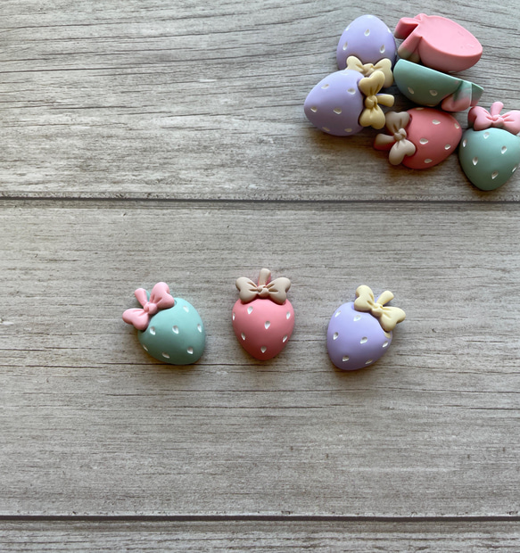 くすみカラーいちごパーツ 3色9個セット その他素材 ribbonmartjapan