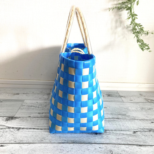 プラカゴバッグ Mサイズ ブルー プラかご プラカゴ ppバンド ppバンド