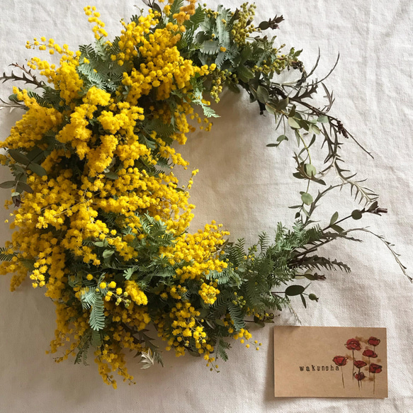 受注）ミモザの三日月リース リース wakunoha 通販 13339053｜Creema