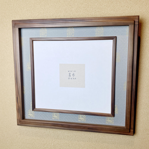 受注制作] 色紙サイズ額縁 神代桂 表具裂地マット 共木面先 その他