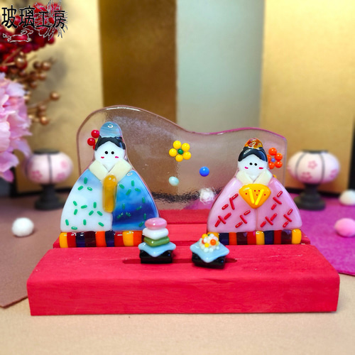 ひな祭り おひなさま ひな飾り 桃の節句 ガラス フュージング 省