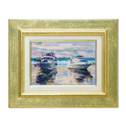 夕映え-2】油絵原画 一点物 SMサイズ イーゼル付 豪華プレゼント付き