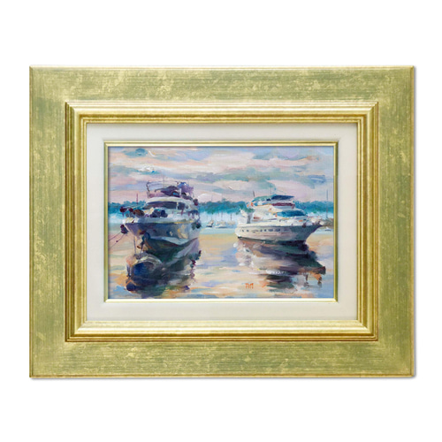 「 夕映え ４」　油彩画　額縁付 夕映え 4」油彩画額縁付