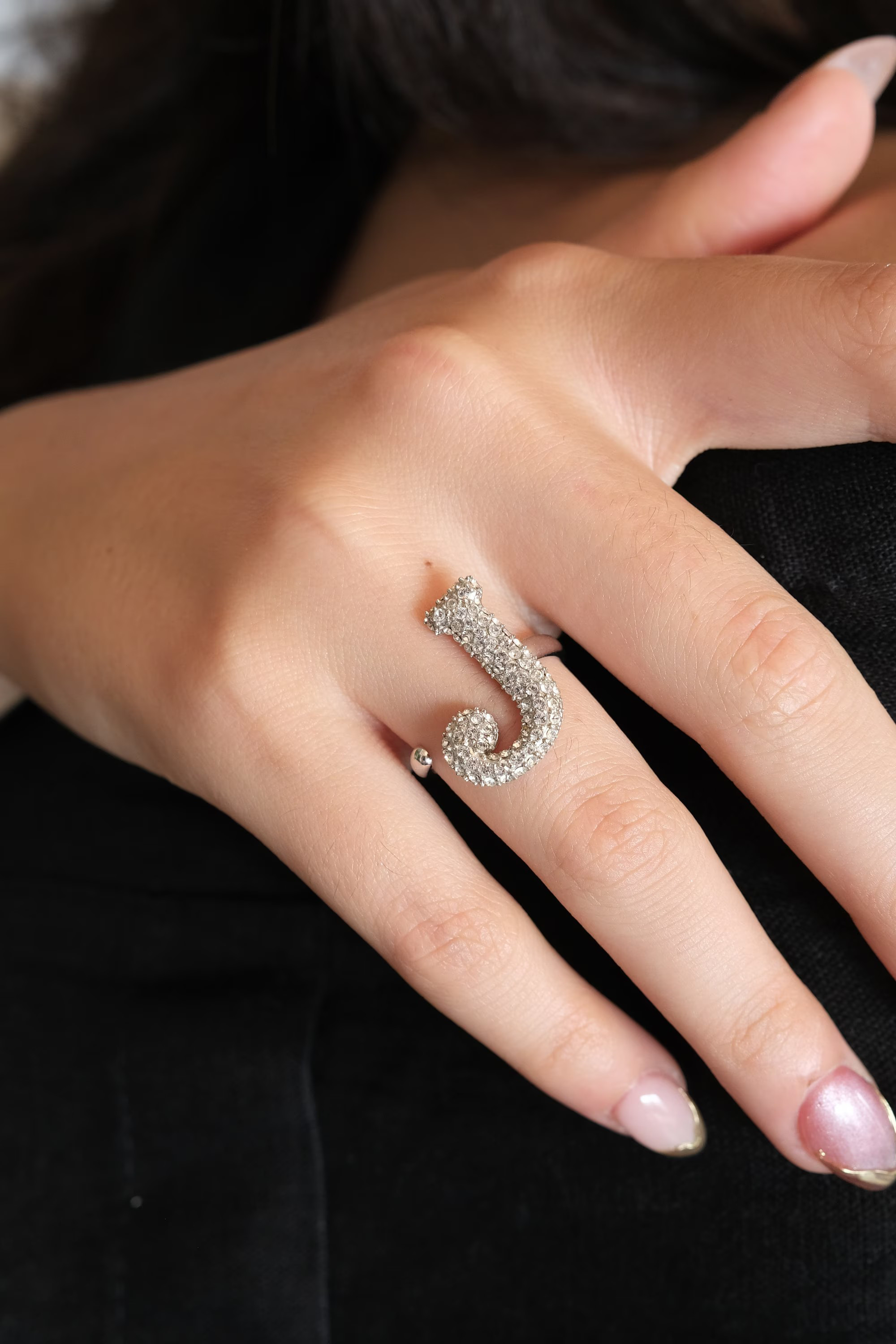 アルファベットリング イニシャル文字リング J スターリングシルバー925 フリーサイズ  ギフトボックス付 プレゼント