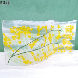 【再販】ミモザ　春　ミモザの日　インテリア　ガラス フュージング　3月　 6枚目の画像