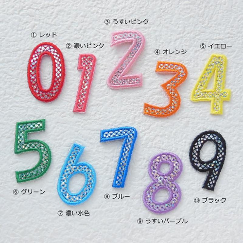 キラキラ数字ワッペン（3.5cm） ワッペン・アップリケ 34N 通販 ...