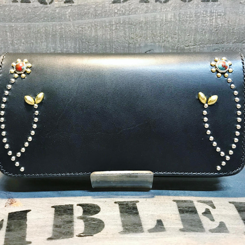 黒革レザークラフト ロングウォレット RW-2 | 黒革 レザークラフト