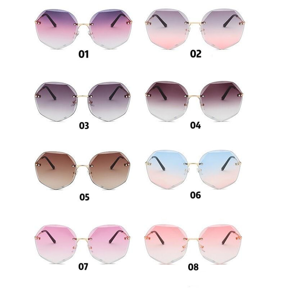 グラデーションサングラス UVカット 紫外線対策 フチなしサングラス 2枚目の画像
