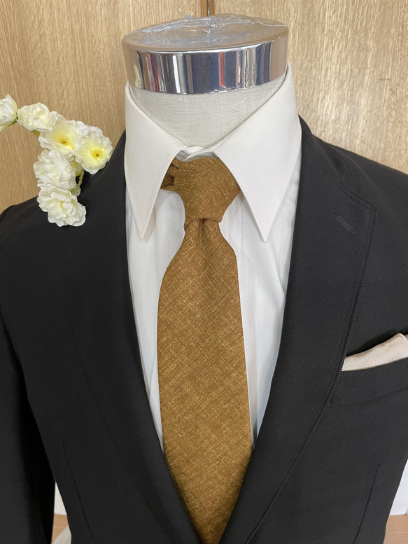 日本の伝統色ネクタイ　黄土色 2枚目の画像